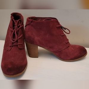 Toms Red Suede Booties